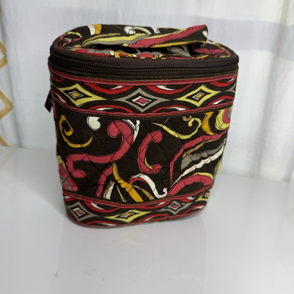 vera bradley makeup bag Brown Zip Top Round Brown Paisley